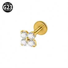 1PC Triangle Cz G23 Pure Titanium Lip Studs 16G Internal Thread Zirconia Ear Helix Tragus Cartilage Earrings Body Piercing Jewelry - As Shown - View 20