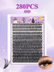 280pcs Individual Eyelash Clusters (High Volume D Curl, 8-18mm, 40D) DIY Eyelash Extension Kit (Natural Long & Wispy, Soft & Lightweight, Reusable Faux Lashes, Includes Adhesive, Sealer, Tweezers, Lash Brush), Suitable For Home Daily, Party, Wedding, Travel, Halloween And Other Occasions - Multicolor - View 6