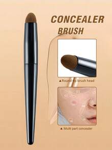 1 pieza Brocha de maquillaje corrector de precisión con punta suave y esponjosa tipo dedo - Cubre expertamente acné, ojeras y manchas - Mango de agarre cómodo, cerdas sintéticas para todo tipo de piel - Ideal para aplicación de maquillaje detallada - Negro - Ver 1