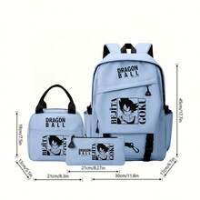 Miniso Dragon Ball 3PCS Backpack Set, Vegeta & Goku Printed Casual School Backpack Combo With Tote Bag & Pencil Pouch For Students - Blue - View 5