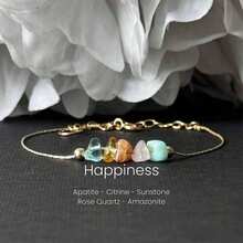 Natural Happiness Multi-Gemstone Crystal Bracelet With Apatite, Citrine, Sunstone, Rose Quartz, Amazonite, Symbolizing Good Fortune And Smoothness. Perfect Daily Gift For Women. [Natural Stone Colors And Shapes May Vary] - Multicolor - View 9