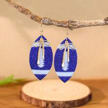 European American Sports Football Earrings, Acrylic Ball Game Day Ear Jewelry Accessories - 25080607-khaki - View 10
