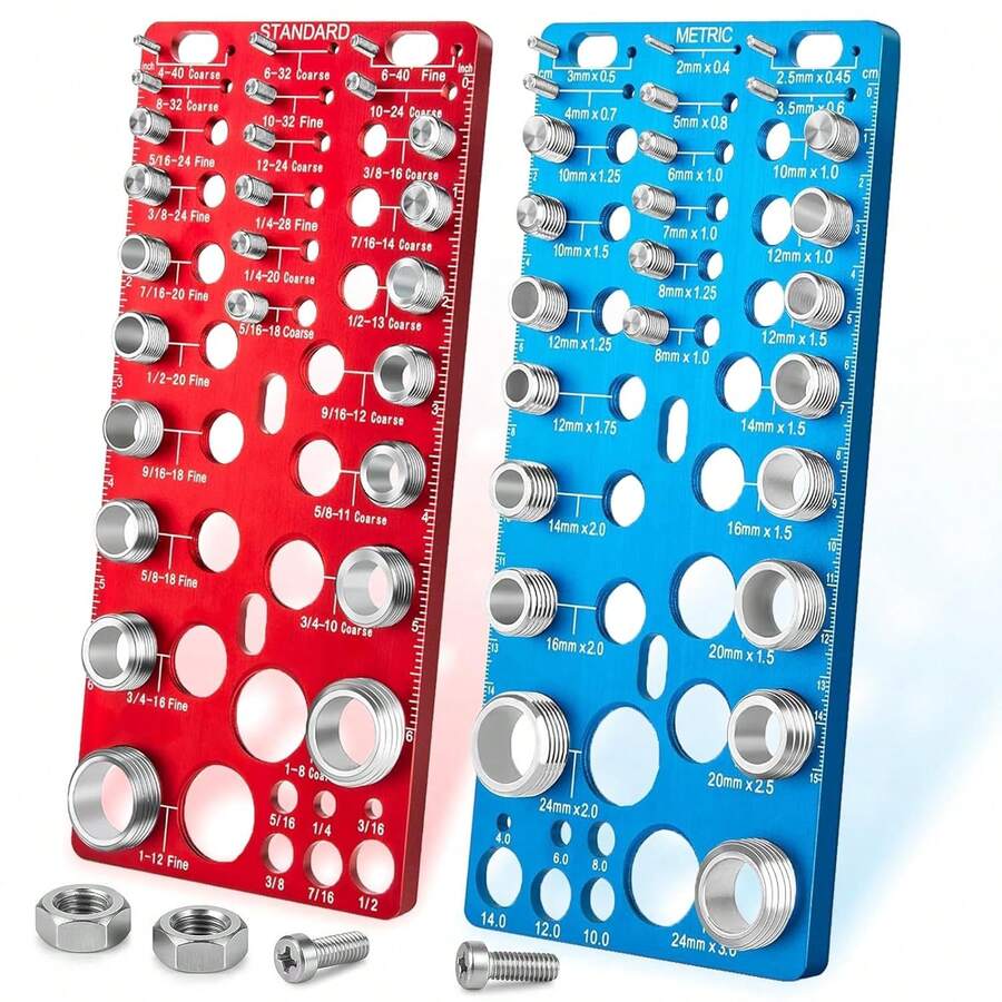 High Quality 55 Thread Checker - Nut And Bolt Thread Checker Standard And Metric, Bolt Size Finder Bolt And Nut Identification Gauges With 20 Standard, 16 Metric And 19 Drill Gauges, Bolt Thread Gauges Imperial And Metric - 62 Thread Checker - View 1