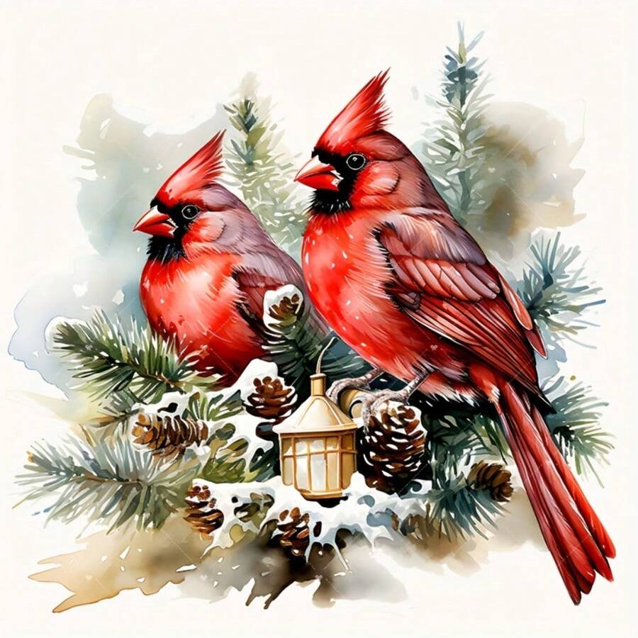 1/2/3 pièces Autocollants de transfert de chaleur couple d'oiseaux rouges, lavables et à repasser, convenant pour les T-shirts DIY, les sweats-shirts, les sweats à capuche, les jeans, les sacs à dos, les coussins, les décorations de fêtes, durable et élégant pour Noël