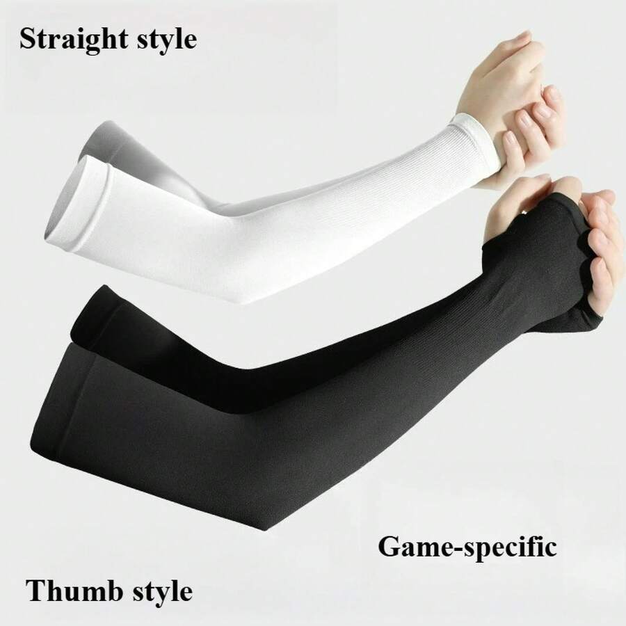 Professional FPS E-Sports Arm Sleeves - Suitable For Gaming - Anti-Slip, Sweat-Proof Wrist Guards, Elastic Arm Sleeves For PC, Consoles, Outdoor Training - Unisex - Thumb Size - Gray - View 1