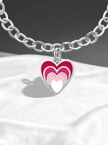 1pc Heart Pendant DIY Beaded Bracelet Accessory, Exquisite Gift, Back To School Essential, Teen Campus Backpack Accessory, College Life Necessity - Style 1 - View 5