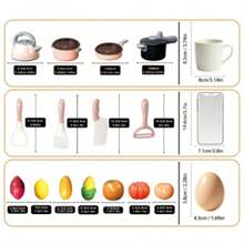 Juego de cocina de juguete mini para niños, juguetes de cocina realistas que incluyen tetera rosa, ollas, sartén, parrilla, utensilios de cocina, pizza, mariscos, juguetes para cortar verduras, cesta de compras, regalo educativo para niños y niñas de 3-6 años, juguete divertido para jugar en casa con los padres - Multicolor - Ver 8
