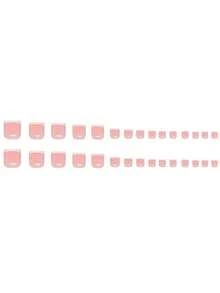 48 pièces/2 sets de faux ongles et ongles d'orteils 2-en-1 carrés français en acrylique à coller, comprend 2 gels de gelée et 2 limes à ongles, faux ongles à la mode et simples, fournitures pour ongles convenant pour un port quotidien par les femmes et les filles - Multicolore - Voir 3