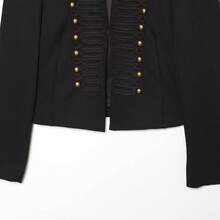 TF.MLN Women's Fashion Solid Color Napoleon Short Jacket, 2026 Spring New Arrival, Stand Collar Short Jacket, Long Sleeve Street Style Cool Top Black - Black - View 11