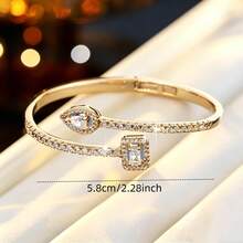 1 Stück luxuriöses Zirkonia Wassertropfen offenes Armband für Frauen, Nischendesign hochwertiger Stil, vielseitiges Accessoire für den täglichen Arbeitsweg - Armband - Übersicht 3