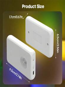 1/2pcs Smart Motion Sensor LED Night Light, Dual-Sided Glowing Design, Cabinet Light, Sensor Light, Warm Light/RGB Color Optional, Dimmable Ambient Light, Suitable For Gaming Area, Bedroom, Bathroom, Kitchen, Bedroom Decor, Room Decor, Battery Capacity: 300mAh - Double-sided Sensor Light - View 10
