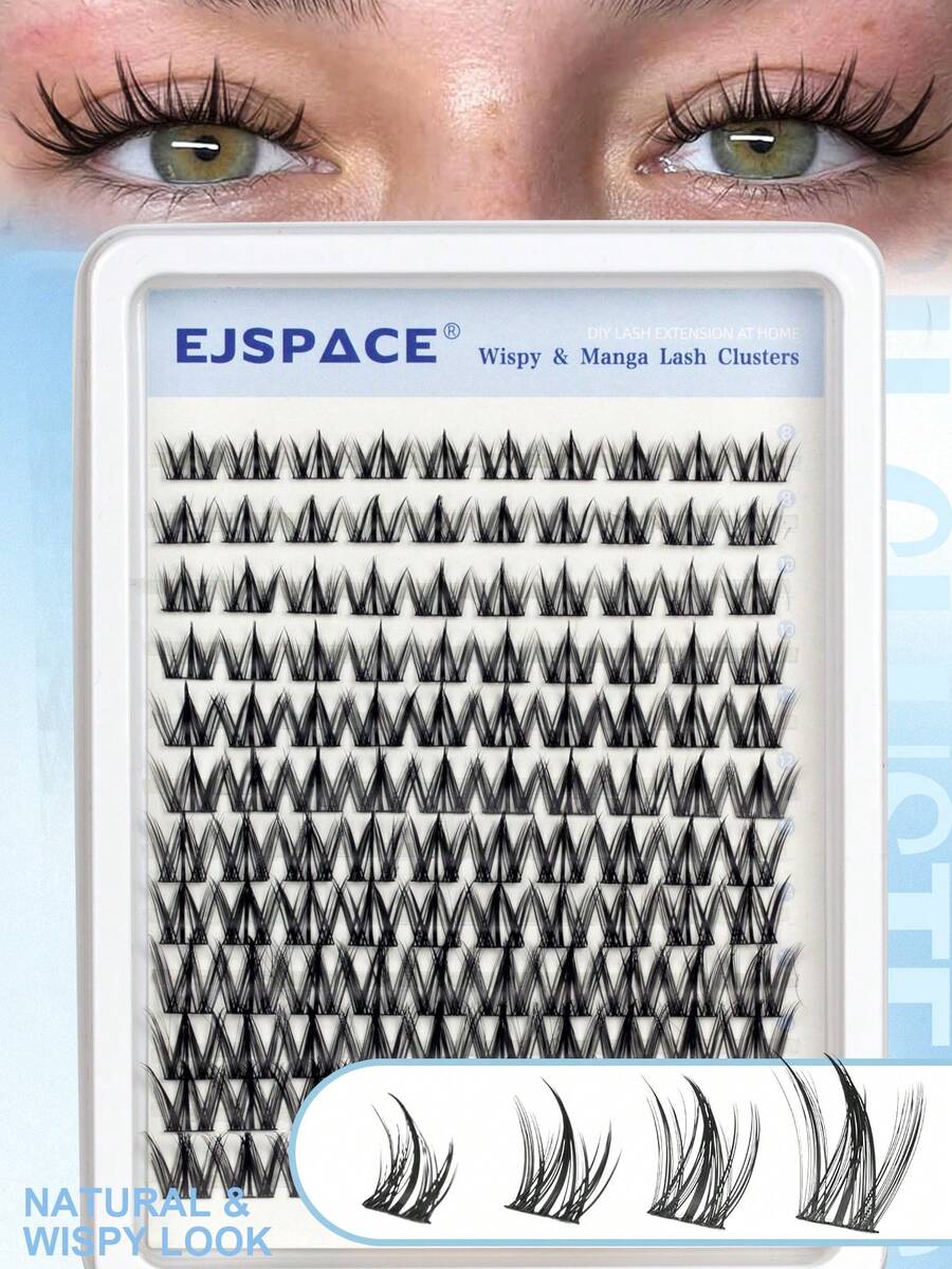 120 PCS Bulu Mata Alami Gugusan Wispy Manga, Ekstensi Bulu Mata D Curl, Bulu Mata Individual 8-18 Mm, Panjang Campuran, Gugusan Bulu Mata Tampilan Alami dengan Pita Bulu Mata Tipis Transparan - D - View 1