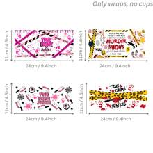 1/2/4pcs Scene Series UV DTF Cup Stickers, Suitable For 16oz Glass Jar Cups, Serial Killer Crime Scene Theme UV DTF Decals, Water Bottle/Tumbler/Mug/Bookmark/Laptop/Phone Case DIY Handmade Decorative Stickers, Holiday Gift For Girlfriend - Multicolor - View 11