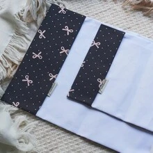 Black Base Pink Bow & Polka Dot Fabric Book Sleeve, Reusable Cloth Notebook Cover, Fits A5 & A6 Journals, Decorative Planner Protector,Back To School - Sets - View 5