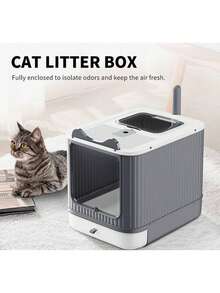 Large Capacity Cat Litter Box, Suitable For Comfortable Pet Toilet, Easy To Clean, Odor-Proof, Leak-Proof, Anti-Spill, Pull-Out Design Prevents Litter From Scattering On Home Floor, Suitable For 44lb Cats - Multicolor - View 8