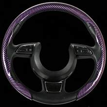 1pc Non-Slip Steering Wheel Cover - Minimalist Style + High Gloss + High Reflective + Carbon Fiber Pattern + Embedded Easy Installation + No Inner Ring; For Car/Pickup/SUV/MPV/Van/D-Shape/O-Shape/Round Steering Wheel - Faux Carbon Fiber Pattern - View 9