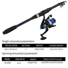 KecchKrezing 1.8m/5.9ft Telescopic Rotating Fishing Rod Set, Retractable Length 41cm, Lightweight Design, Includes Pre-Installed Reel, Comes With Portable Storage Bag, Suitable For Beginners, Fishing Enthusiasts And Outdoor Lovers - Blue - View 4