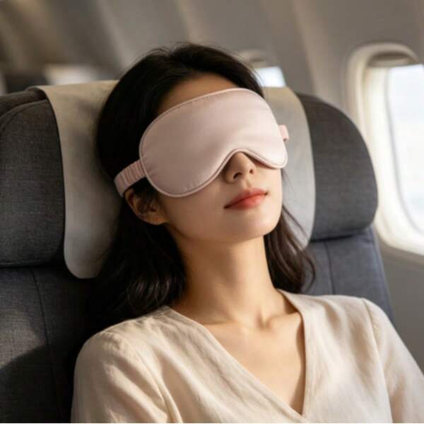 1pc Double-Sided Faux Silk Blackout Sleep Mask Elastic Travel Nap Eye Mask Printed Aviation Eye Protector