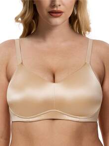 Wingslove Plus Size Seamless Comfortable Wireless Bra, No Padding Full Coverage U-Back Convertible Cross Strap - Champagne - View 5