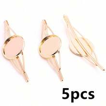 5pcs Copper Material Hairpin Hair Clips Blank Base Setting Fit 20mm Cabochon Cameo DIY Jewelry Making Accessories - Hairpin Base - View 13
