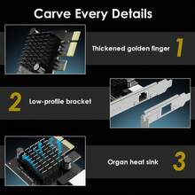 2.5G Base-T PCIe 網路卡，2500/1000/100Mbps PCI Express 乙太網路適配器，搭載 RTL8125B，2.5G NIC 適用於 Windows 11/10/8/8.1/7 與 Linux，附低矮擋板 - 黑色-2500Mbps - 查看 5