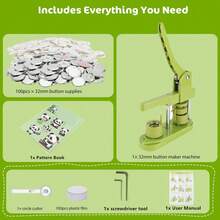 Button Making Machine, 100 Sets, Button Pressing Machine With Badges To Give To Family, 32mm - A - View 7