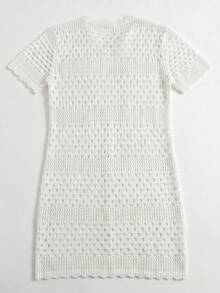 2026 女款寬鬆鏤空性感沙灘罩衫 度假白色夏季款 - 白色 - 查看 6