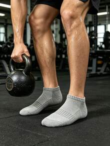 6 pares de calcetines minimalistas de unicolor para hombre, calcetines de tobillo de malla transpirable, calcetines deportivos de alta elasticidad antideslizantes y que absorben la humedad, casual y de negocios - Multicolor - Ver 4