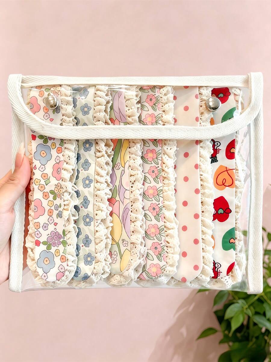 1/3件組花卉蕾絲魔鬼氈髮飾,田園風,畢業季必備-適合女孩與女性,適用於日常、度假、約會 - 彩色 - 查看 1