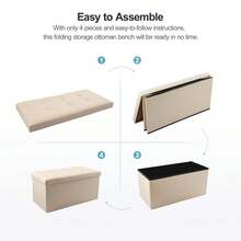 Grey Folding Storage Bench With Lid, Multifunctional Stool For Home & Entryway - Beis - Ver 5