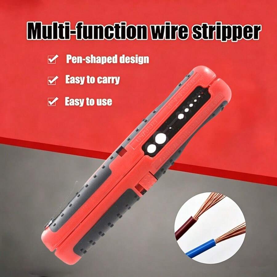 Portable Pen-Style Wire Stripper And Cutter, Steel Structure Electrician Wire Stripping Tool For Home Circuit Repair - A - View 1
