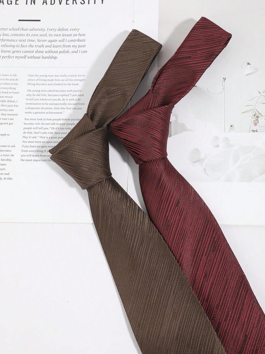 1PC Men's Fashion Elegant Striped Texture Tie Suitable For Party, Workplace, Formal Suit Matching - Multicolor - View 1