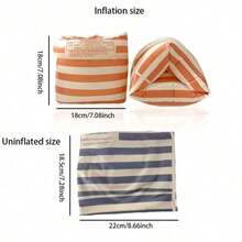 1 Pair Vintage Striped Inflatable Swimming Arm Bands, Rollable And Adjustable, Suitable For Beach, Lake, Pool And Outdoor Activities, Vintage Design, Fun Swimming Gear, Comfortable Lightweight And Buoyant, Pool Inflatable Float, Beach Essential - Multicolor - View 4