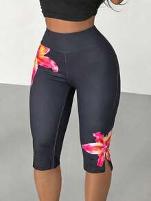 Nuevos pantalones cortos tipo bermuda ajustados de unicolor con cintura elástica y abertura en el bajo para verano - Rosa Fucsia - Ver 7
