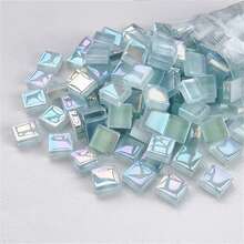 200pcs 0.39inch Iridescent Crystal Glass Mosaic Tiles, DIY Craft Supplies For Art Projects, Home Decor Crafting Accessories - Multicolor - View 6