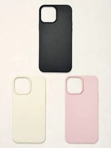 3pcs Solid Color Faux Leather Texture Waterproof Anti-Slip Anti-Fall Phone Cases, Matte Soft TPU Shockproof Protective Covers, Minimalist Aesthetic Dopamine Black / Pink / Cream White Phone Cases, Daily Use & Birthday / Valentine's Day / Mother's Day / Anniversary Gift Choice, Compatible With Iphone Case& Galaxy Case - Multicolor - View 16