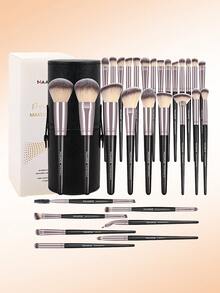 MAANGE 30pcs Professional Makeup Brush Set, Soft Bristles, Includes Foundation Brush, Powder Brush, Concealer Brush, Contour Brush, Eyeshadow Brush, Eyebrow Brush, Brush Holder, Complete Makeup Brush Set, Travel Makeup Brush Set, Gift For Women And Girls. - Black - View 14