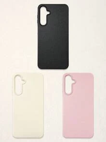 3pcs Solid Color Faux Leather Texture Waterproof Anti-Slip Anti-Fall Phone Cases, Matte Soft TPU Shockproof Protective Covers, Minimalist Aesthetic Dopamine Black / Pink / Cream White Phone Cases, Daily Use & Birthday / Valentine's Day / Mother's Day / Anniversary Gift Choice, Compatible With Iphone Case& Galaxy Case - Multicolor - View 64