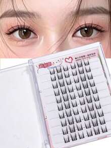 60pcs Cartoon Cat Ear Design Glue-Free Natural Style False Eyelashes, Manga Eyelashes, Fairy Eyelashes, Angel Eyelashes, Invisible Band Cluster Wild Cat Eyelashes, Cluster False Eyelashes, Suitable For Travel, Beach Vacation, Camping, Suitable For Eyelash Extension, Suitable For Slouchy People, Beauty Bloggers, Wedding Gifts, Mother's Day Gifts - View 11