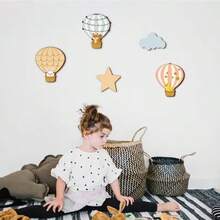 [5pcs Set]Cute Wooden Wall Decor Home Beautification Enhance Warm Atmosphere Living Room Decoration - Multicolor - View 5