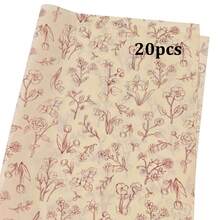 10/20/25/40/50/80張紅色花卉圖案米紙，適用於DIY手工、派對小禮品、花束包裝、衣物包裝及生日禮物裝飾 - 款式7 - 查看 8