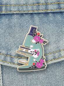 Floral Microscope Enamel Pin, Cute Rose Science Brooch For Biology Students - Multicolor - View 4