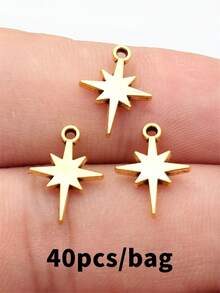 40pcs 15x11mm Starburst Star Charms Pendant For DIY Jewelry Making Necklace Keychain Phone Chain Bracelet Making Accessories Handmade Craft - Starlight - View 2
