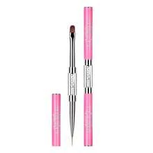 Pinceau à ongles décoré de strass à double usage, pinceau à pointe ronde & pinceau de précision pour la décoration d'ongles DIY - Multicolore - Voir 8