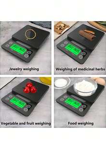 Báscula electrónica de alimentos de 3kg, medición de alta precisión, panel de pantalla digital LED, báscula de cocina con conversión de unidades, función de temporizador y función de tara, adecuada para cocina, granos de café, cocina (baterías no incluidas). - Báscula de cocina - Ver 8