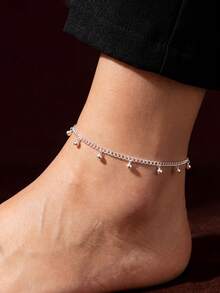 1pc S925 Sterling Silver Minimalist Cool Round Bead Pendant Anklet, Light Luxury Elegant Niche Ins Style Versatile Brightening Fresh Foot Jewelry, Women's Daily Party Beach Holiday Wear Atmosphere Foot Chain Gift - Beads - View 7