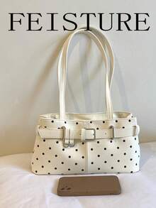 FEISTURE 1件波點印花女款肩背包附肩帶，適合日常出遊、約會與通勤 - 白色 - 查看 4