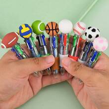 Football, Rugby, Basketball, Volleyball Sports Pens, Multi-Color 4-In-1 Ballpoint Pens, Suitable For Office, Sports Enthusiasts, Back To School Novelty Gift, Perfect Gift For Football Party, Office Supplies, Fun Stationery, Smooth Writing, Plastic Pens, Writing Tools, Reusable Pens, Sports Fans, Office Employees Christmas Gift - Sets - View 7