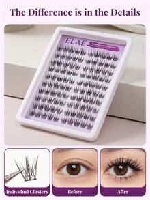 ELAE 100Pcs Individual Eyelashes 10 Rows Wispy Cluster Lashes Mix Length Natural Look DIY Lash Extensions At Home Premium Salon Quality - Natural Short Style - View 3