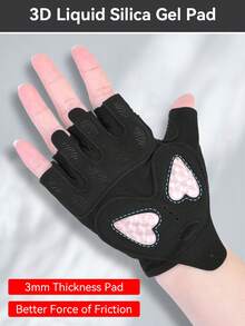 EIGIIS Women's Fitness Gloves, Heart-Shaped Non-Slip Silicone Pads, Breathable Fabric, Easy To Remove, Suitable For Gym Training, Cycling - Multicolor - View 5